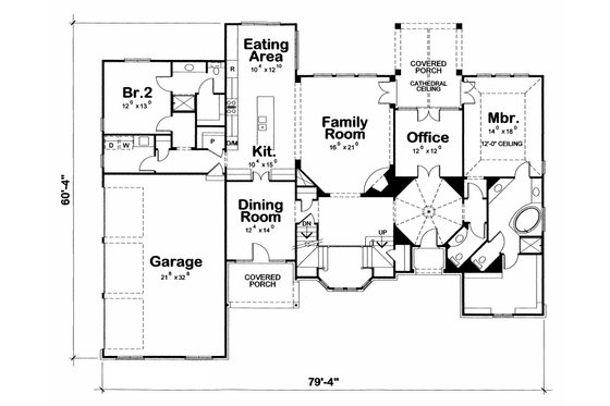 Floor Plan - Main Floor for Traditional House Plan #20-2156 - 4 bed, 4 bath