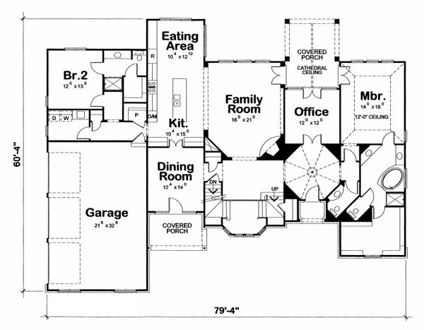 Architectural House Design - Traditional Floor Plan - Main Floor Plan #20-2156