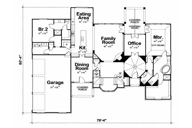 Architectural House Design - Floor Plan - Main Floor for Traditional House Plan #20-2156 - 4 bed, 4 bath