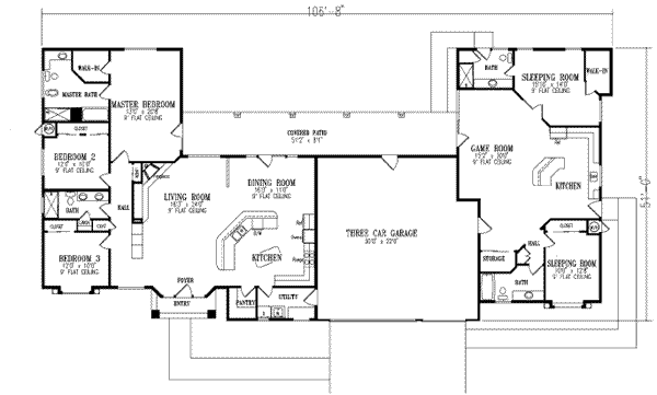 Adobe / Southwestern Floor Plan - Main Floor Plan #1-787