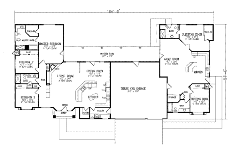 Dream House Plan - Floor Plan - Main Floor for Adobe / Southwestern House Plan #1-787 - 5 bed, 4 bath