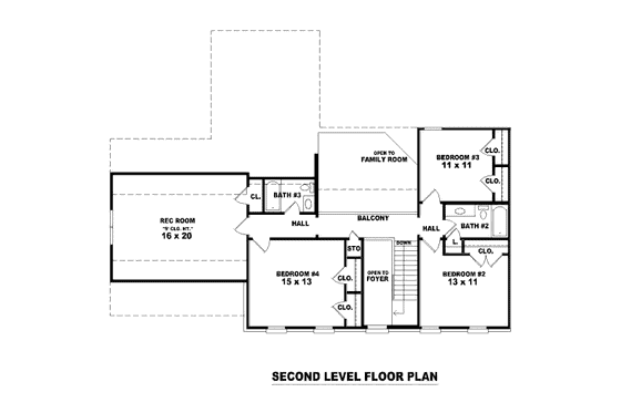 Floor Plan - Upper Floor for Colonial House Plan #81-13696 - 4 bed, 2.5 bath