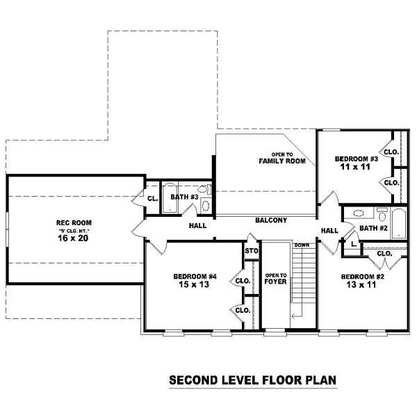 Colonial Floor Plan - Upper Floor Plan #81-13696