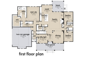 Floor Plan - Main Floor for Farmhouse House Plan #120-263 - 4 bed, 3 bath