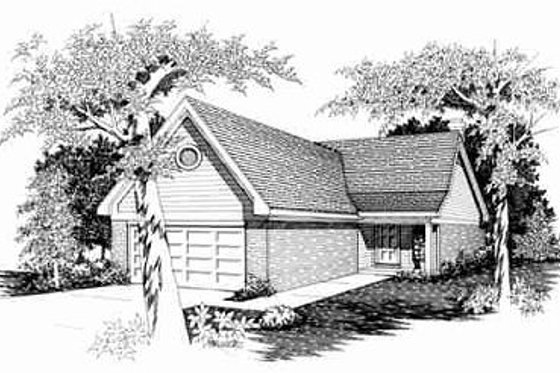 Exterior - Front Elevation for Ranch House Plan #329-170 - 3 bed, 2 bath