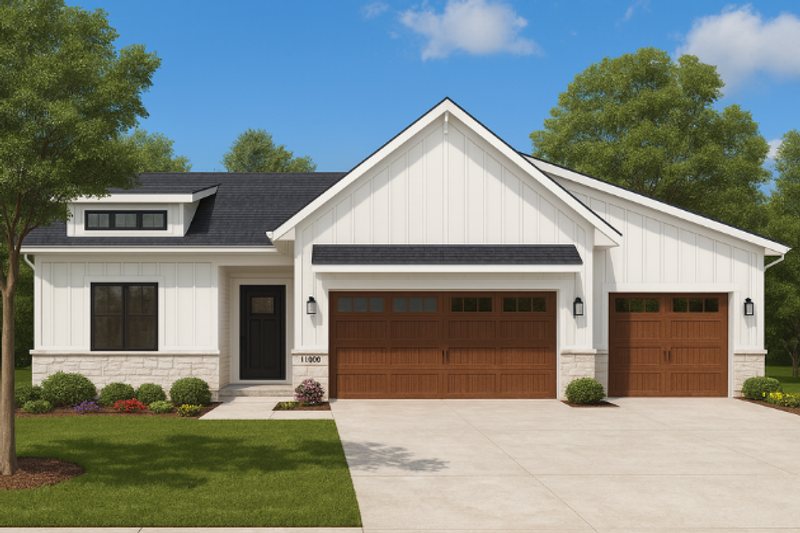 House Blueprint - Ranch Exterior - Front Elevation Plan #70-1561