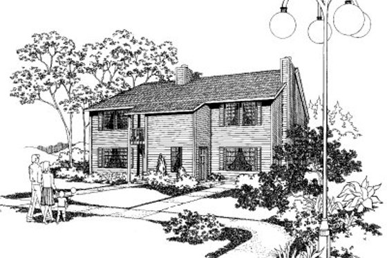 Exterior - Front Elevation for Traditional House Plan #303-201 - 2 bed, 1.5 bath