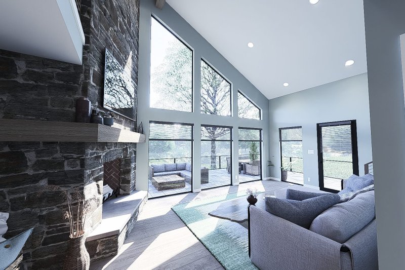 House Blueprint - Interior - Family Room 1 for Modern House Plan #923-399 - 3 bed, 2 bath