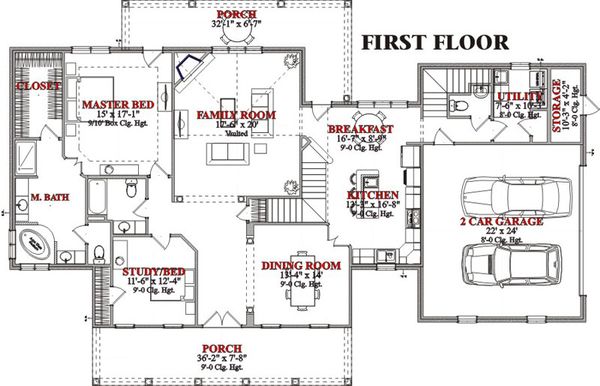 Country Floor Plan - Main Floor Plan #63-210