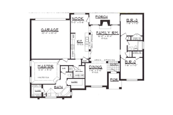 Floor Plan - Main Floor for Traditional House Plan #62-106 - 3 bed, 2 bath