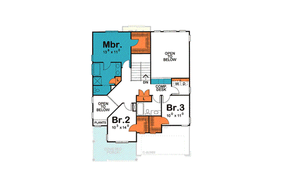 Floor Plan - Upper Floor for Traditional House Plan #20-1740 - 3 bed, 3 bath