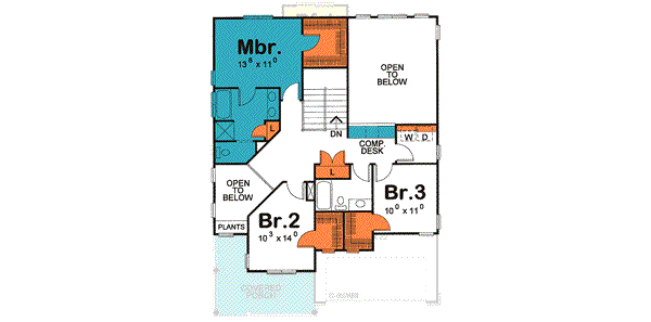 House Design - Traditional Floor Plan - Upper Floor Plan #20-1740