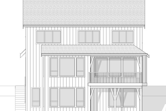 Exterior - Rear Elevation 1 for Farmhouse House Plan #1114-14 - 4 bed, 2.5 bath