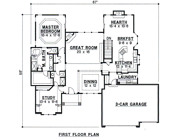 Traditional Floor Plan - Main Floor Plan #67-114