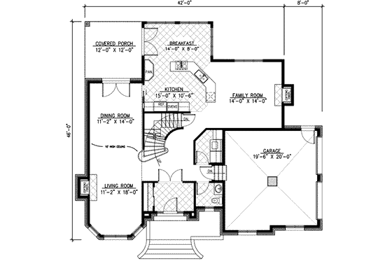 Floor Plan - Main Floor for European House Plan #138-116 - 3 bed, 2.5 bath