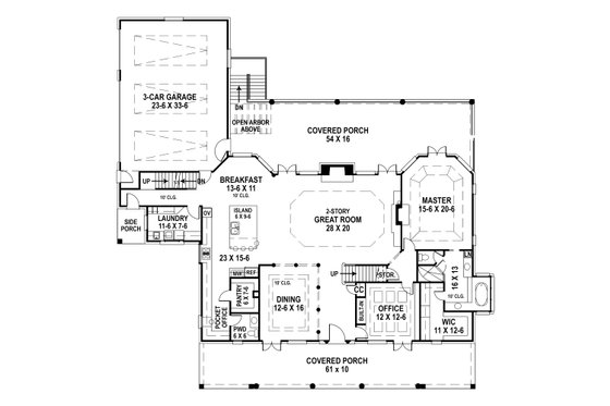 Floor Plan - Main Floor for Country House Plan #119-216 - 4 bed, 3.5 bath