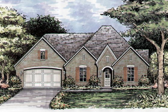 Exterior - Front Elevation for European House Plan #141-368 - 3 bed, 3 bath