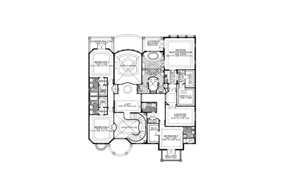 Floor Plan - Upper Floor for Mediterranean House Plan #420-248 - 6 bed, 7.5 bath