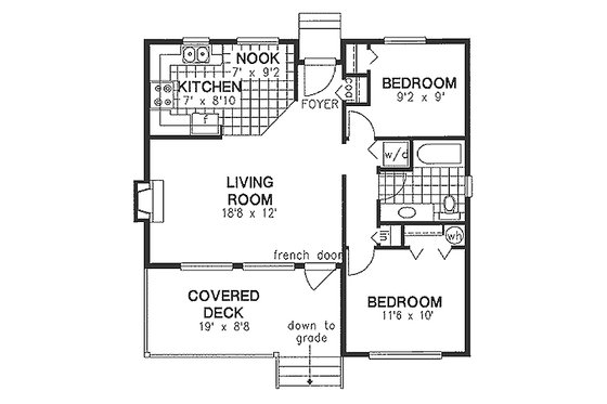 Floor Plan - Main Floor for Cabin House Plan #18-162 - 2 bed, 1 bath