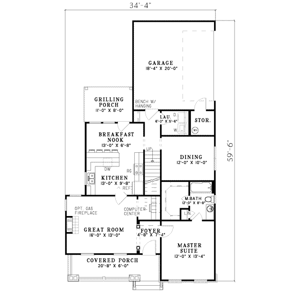 House Plan Design - Southern Floor Plan - Main Floor Plan #17-438