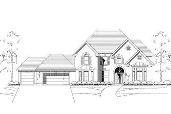 Exterior - Front Elevation for European House Plan #411-342 - 5 bed, 4 bath