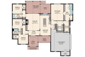 Floor Plan - Main Floor for Farmhouse House Plan #1081-10 - 4 bed, 3 bath