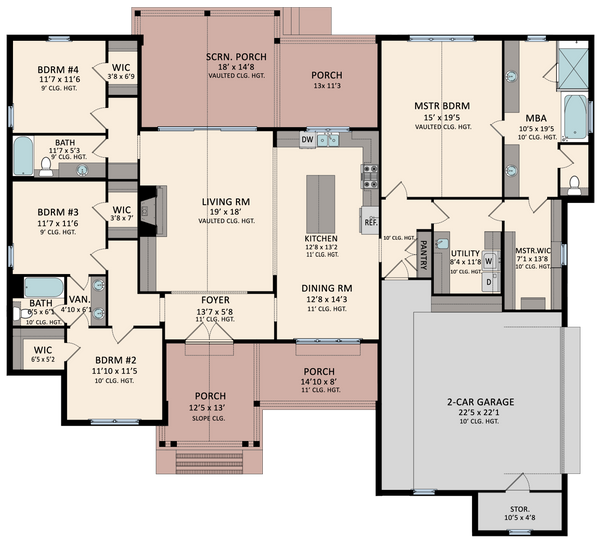 House Blueprint - Farmhouse Floor Plan - Main Floor Plan #1081-10