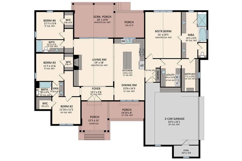 Home Plan - Floor Plan - Main Floor for Farmhouse House Plan #1081-10 - 4 bed, 3 bath