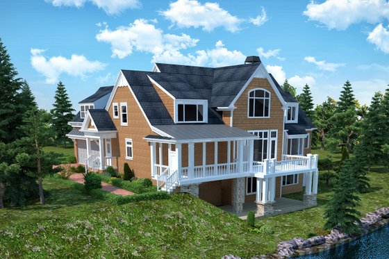 Exterior - Rear Elevation for Traditional House Plan #30-345 - 4 bed, 4.5 bath