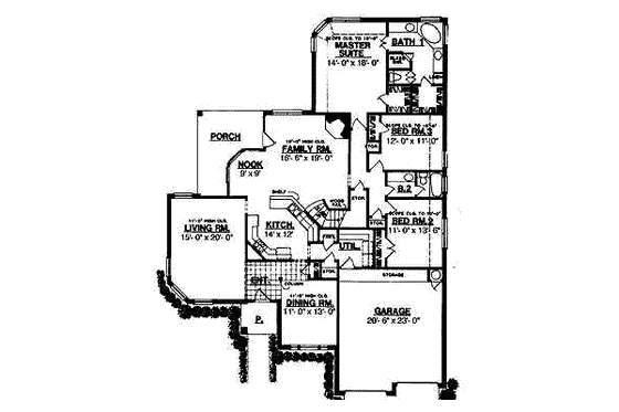 Floor Plan - Main Floor for European House Plan #40-140 - 4 bed, 3 bath