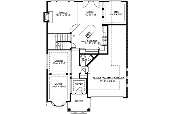 Floor Plan - Main Floor for Traditional House Plan #132-117 - 3 bed, 2.5 bath