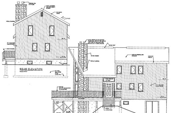 Exterior - Rear Elevation for Cabin House Plan #3-279 - 3 bed, 2 bath