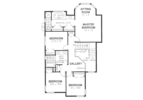 House Blueprint - European Floor Plan - Upper Floor Plan #18-9038