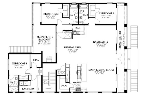Floor Plan - Main Floor for Beach House Plan #1058-219 - 4 bed, 4 bath