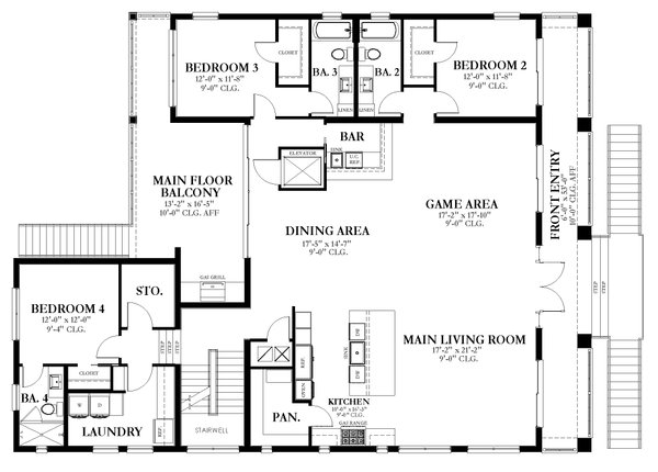 Beach Floor Plan - Main Floor Plan #1058-219