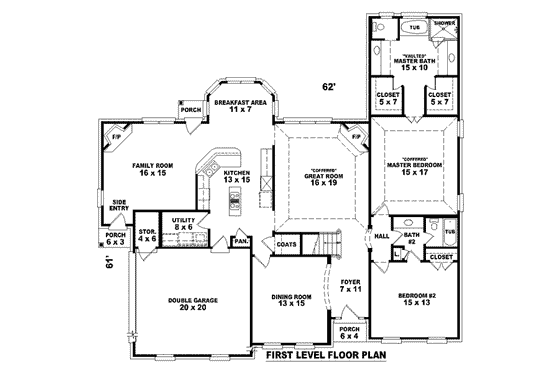 Floor Plan - Main Floor for Traditional House Plan #81-1209 - 4 bed, 3 bath