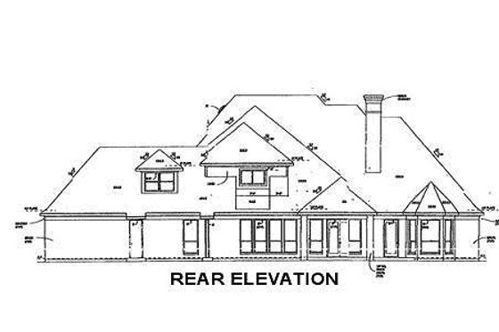 Exterior - Rear Elevation for European House Plan #141-190 - 4 bed, 3 bath
