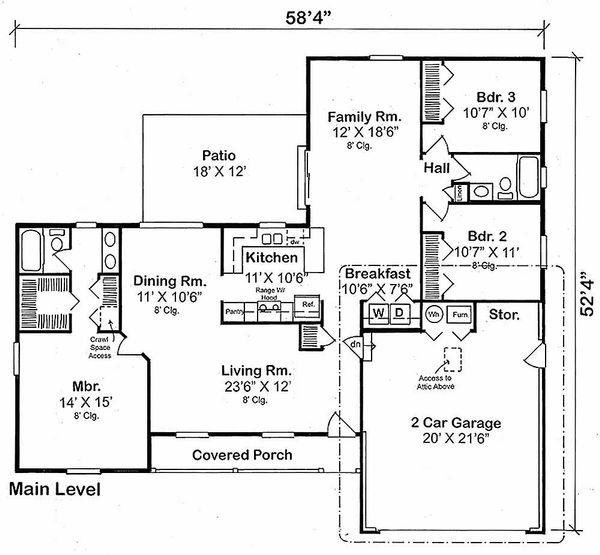 Ranch Floor Plan - Main Floor Plan #312-195