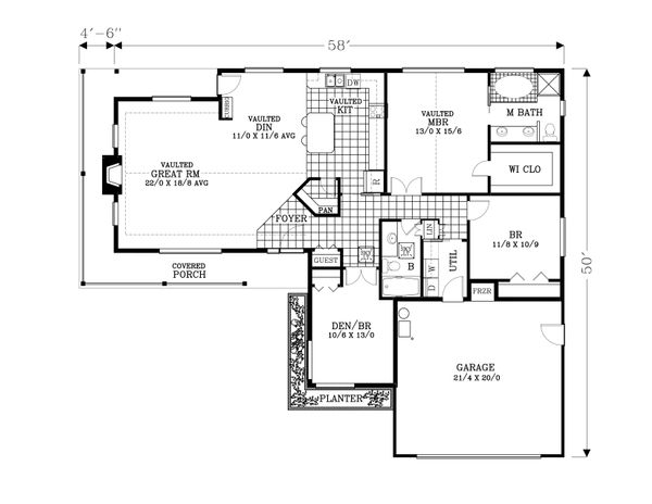 Craftsman Floor Plan - Main Floor Plan #53-519