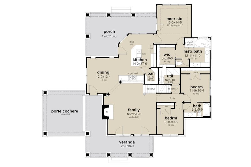 Dream House Plan - Floor Plan - Main Floor for Bungalow House Plan #120-279 - 3 bed, 2 bath