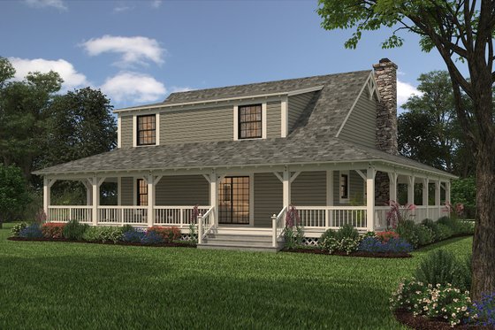 Exterior - Rear Elevation 3 for Farmhouse House Plan #72-110 - 3 bed, 2.5 bath