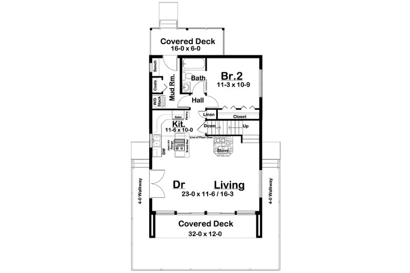 Home Plan - Floor Plan - Main Floor for Contemporary House Plan #126-292 - 2 bed, 2 bath