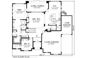 Floor Plan - Main Floor for Ranch House Plan #70-1117 - 2 bed, 2.5 bath
