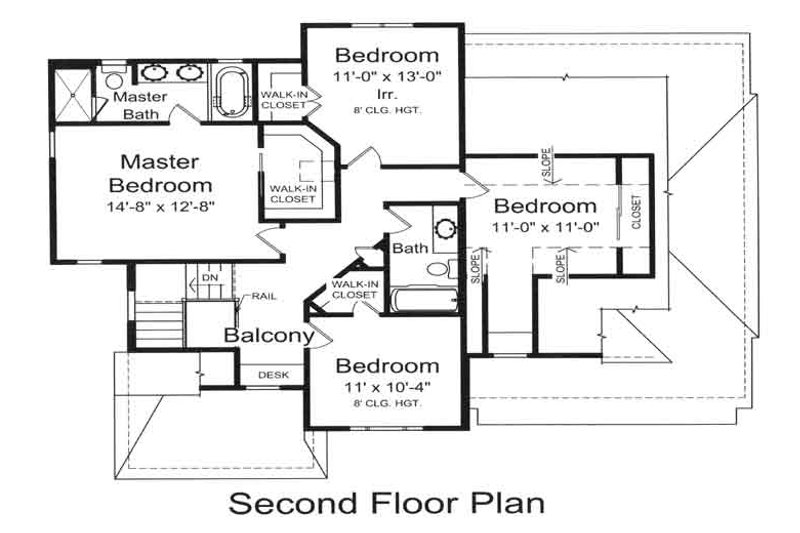 Architectural House Design - Floor Plan - Upper Floor for Traditional House Plan #46-480 - 4 bed, 2.5 bath