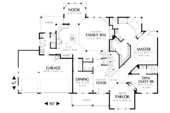 Floor Plan - Main Floor for Traditional House Plan #48-142 - 5 bed, 4.5 bath