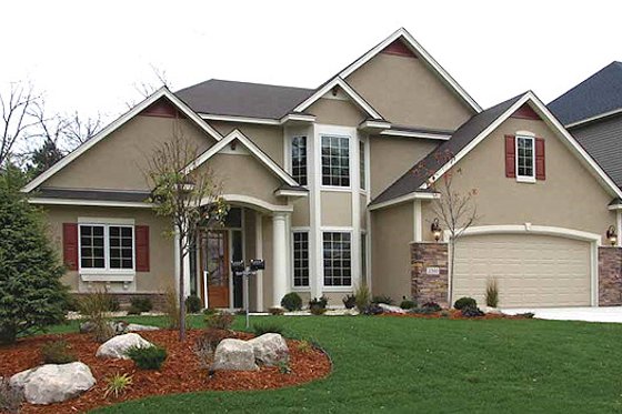 Exterior - Front Elevation for European House Plan #320-483 - 3 bed, 2.5 bath