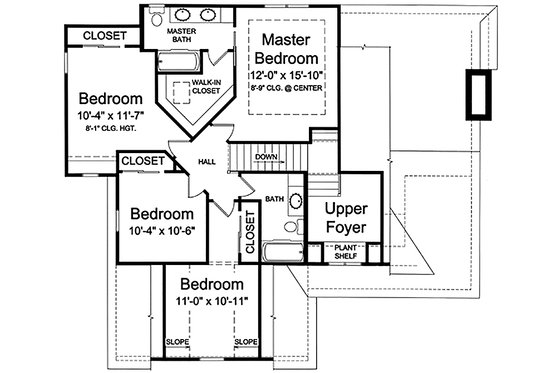 Floor Plan - Upper Floor for Craftsman House Plan #46-470 - 4 bed, 2.5 bath
