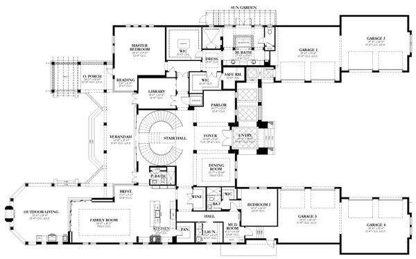 Mediterranean Floor Plan - Main Floor Plan #1058-223
