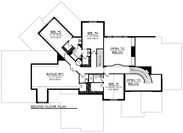 Architectural House Design - Traditional Floor Plan - Upper Floor Plan #70-1296