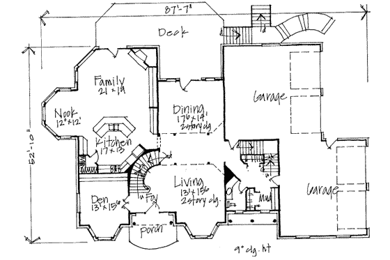 Floor Plan - Main Floor for European House Plan #308-162 - 4 bed, 2.5 bath